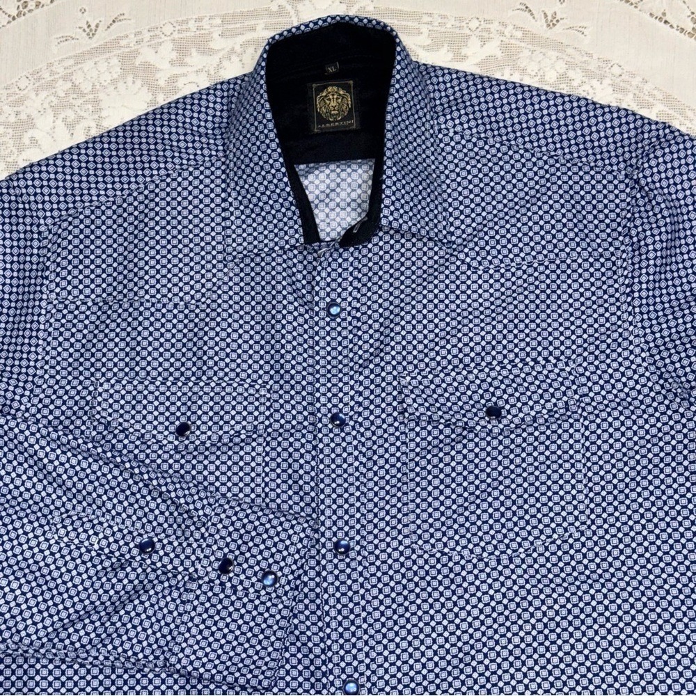 Albertini Men's XL Western‎ Pearl Snap Modern Cowboy Nightclub Style Shirt